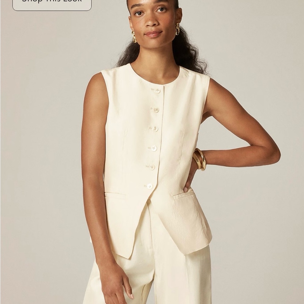 J Crew Essential Cutaway Vest top in textured satin